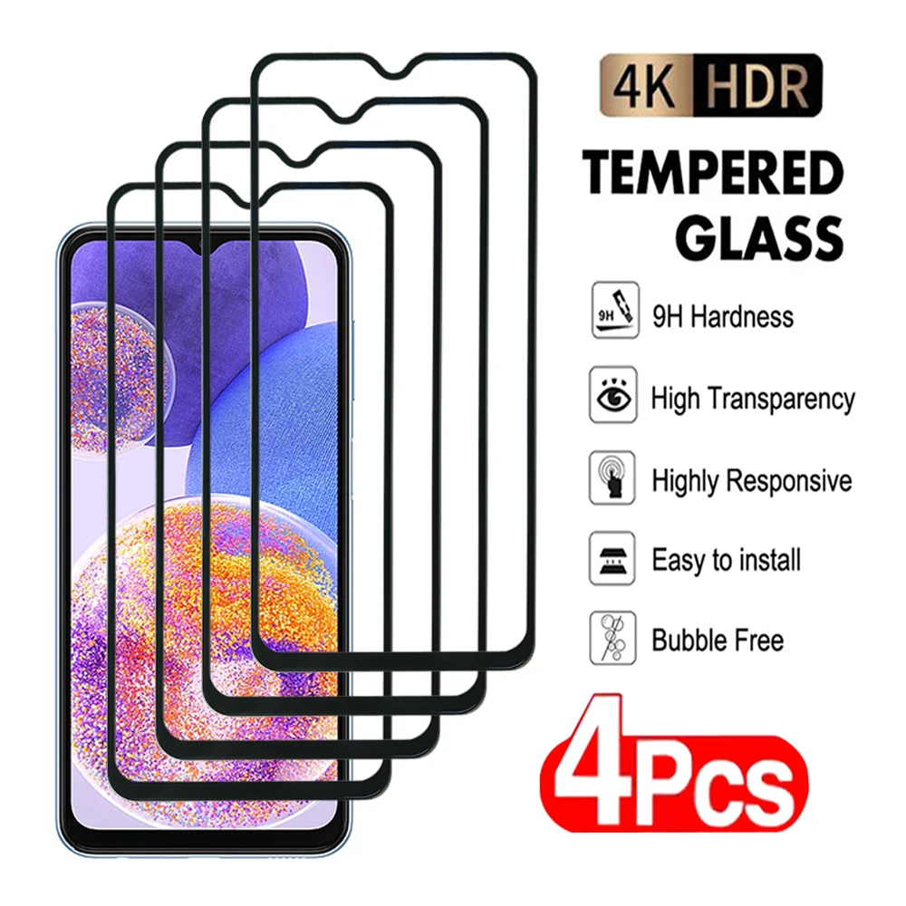 4Pcs Full Tempered Glass For Samsung Galaxy M53 M33 M23 M13 Screen Protector For samsung A73 A53 A33 A23 A13 Protective Film