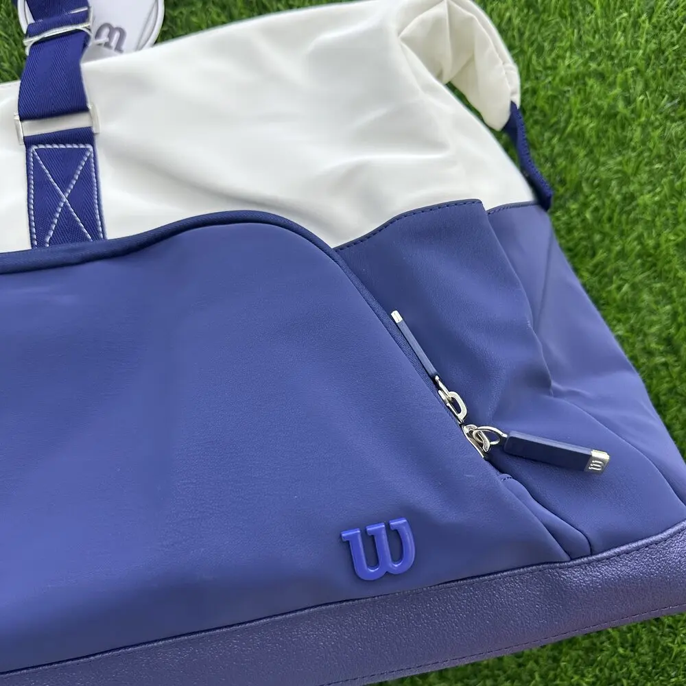 Wilson 2023 Navy 4-6pcs Tennis Racket Bag Super Tour Nylon Large Tennis Bag for 5 Racquets With Two Compartment