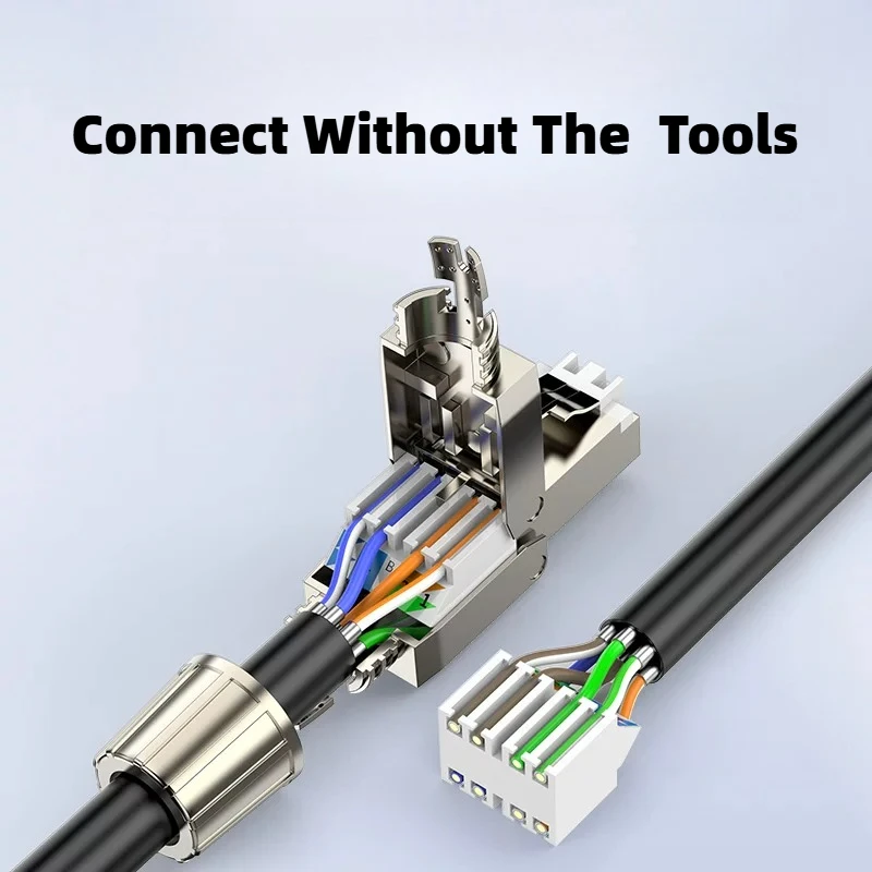 10G CAT5 CAT6 RJ45 Connector with Shielding 8P8C Ethernet Termination Plugs for 22-26AWG Ethernet Gigabit Installation Toolless