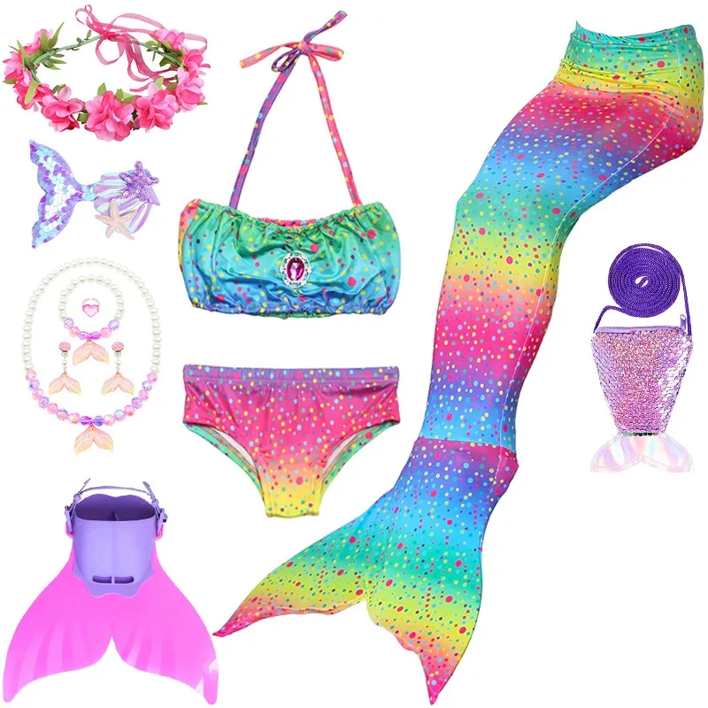

2025 Fashion Girls Bikini Fish Tail Swimsuit Summer Beach Vacation Children's Swimwear Mermaid Diving Performance Costume