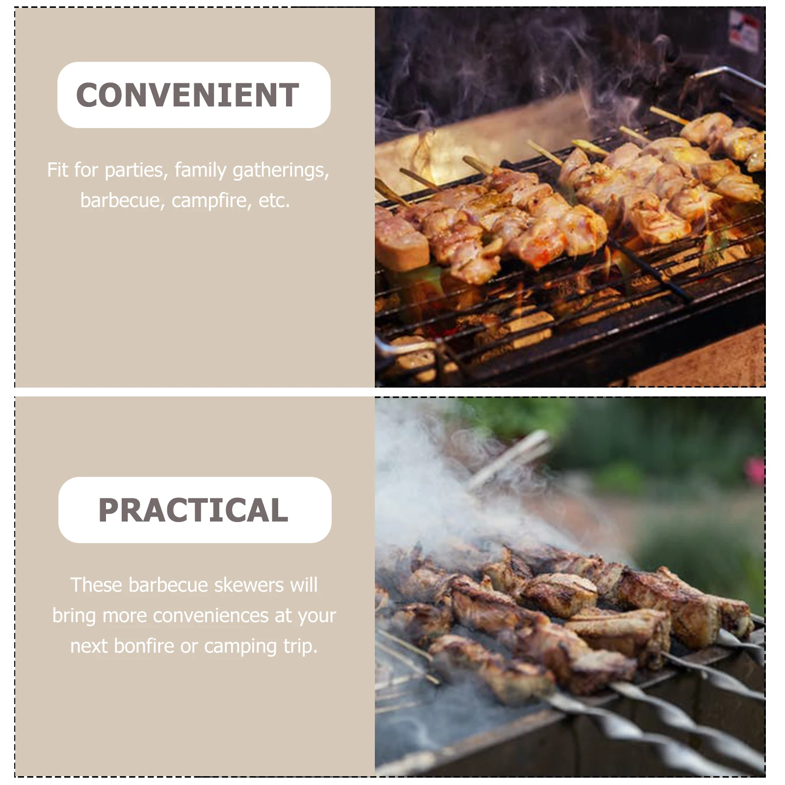 

10pcs Stainless Steel BBQ Skewers Flat Kabob Grilling Tools Reusable Durable Outdoor Camping Gift for BBQ Lovers Skewer Sticks