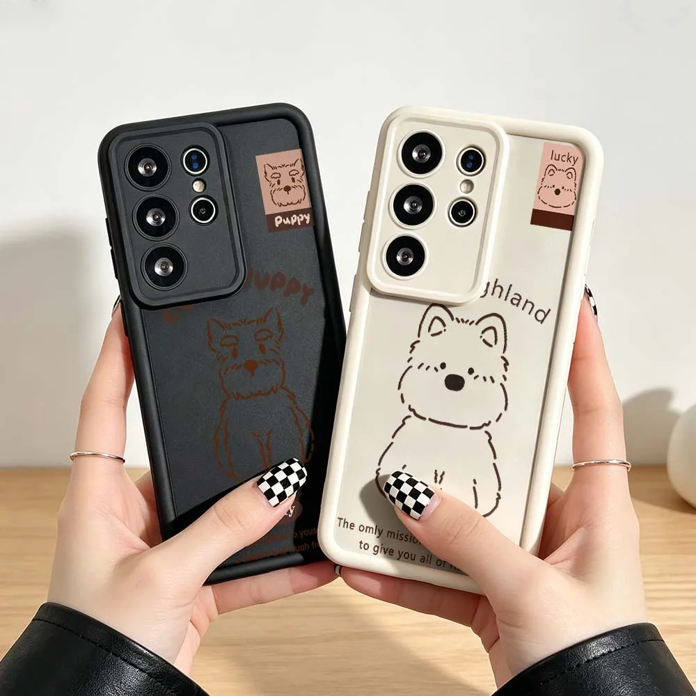 Cartoon Cute Puppy For Samsung Galaxy S26 S25 S24 S23 S22 S21 S20 Ultra Plus FE 5G Eye Ladder Phone Case Cover