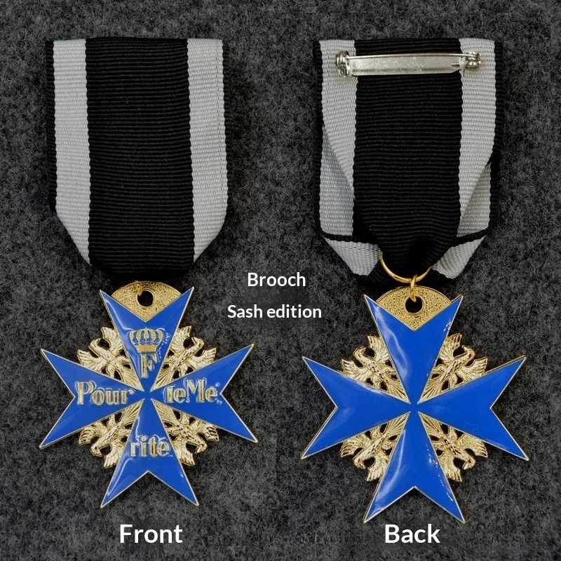 1Pc Germany Prussian Oak Leaf Blue Max Merit Malta Cross Bravery Medal Badge Copy