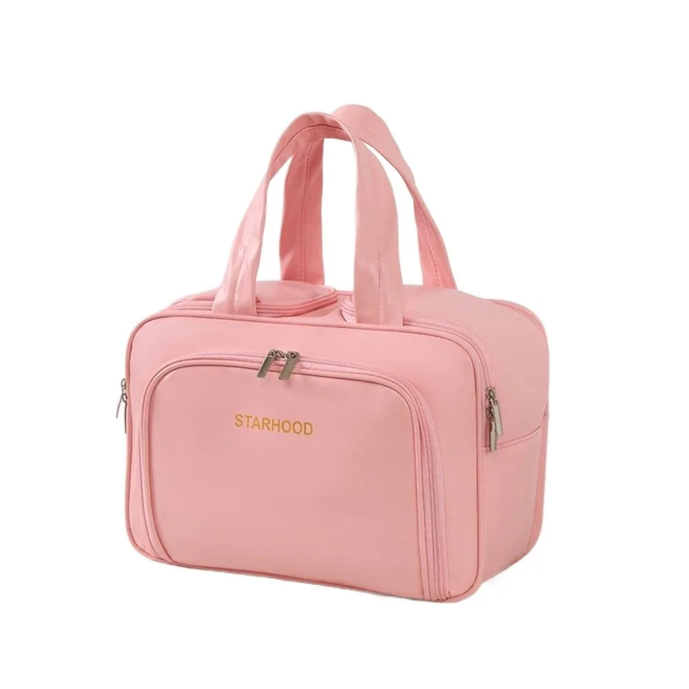 

Large Capacity Travel Toiletry Bag PU Lightweight Travel Storage Case Dual-Zippered Water-resistant Cosmetic Container Bathroom