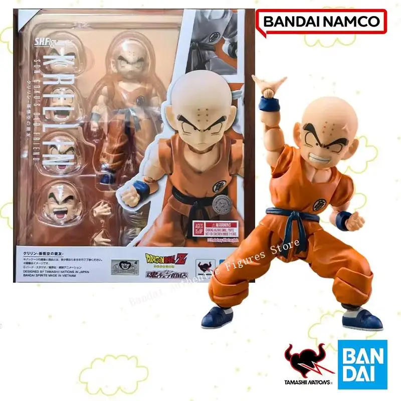 Genuine Bandai Original Package SHF Dragon Ball KRILLIN SON GOKU'S OLD FRIEND Anime Action Figure Model Toy Collectible In shock