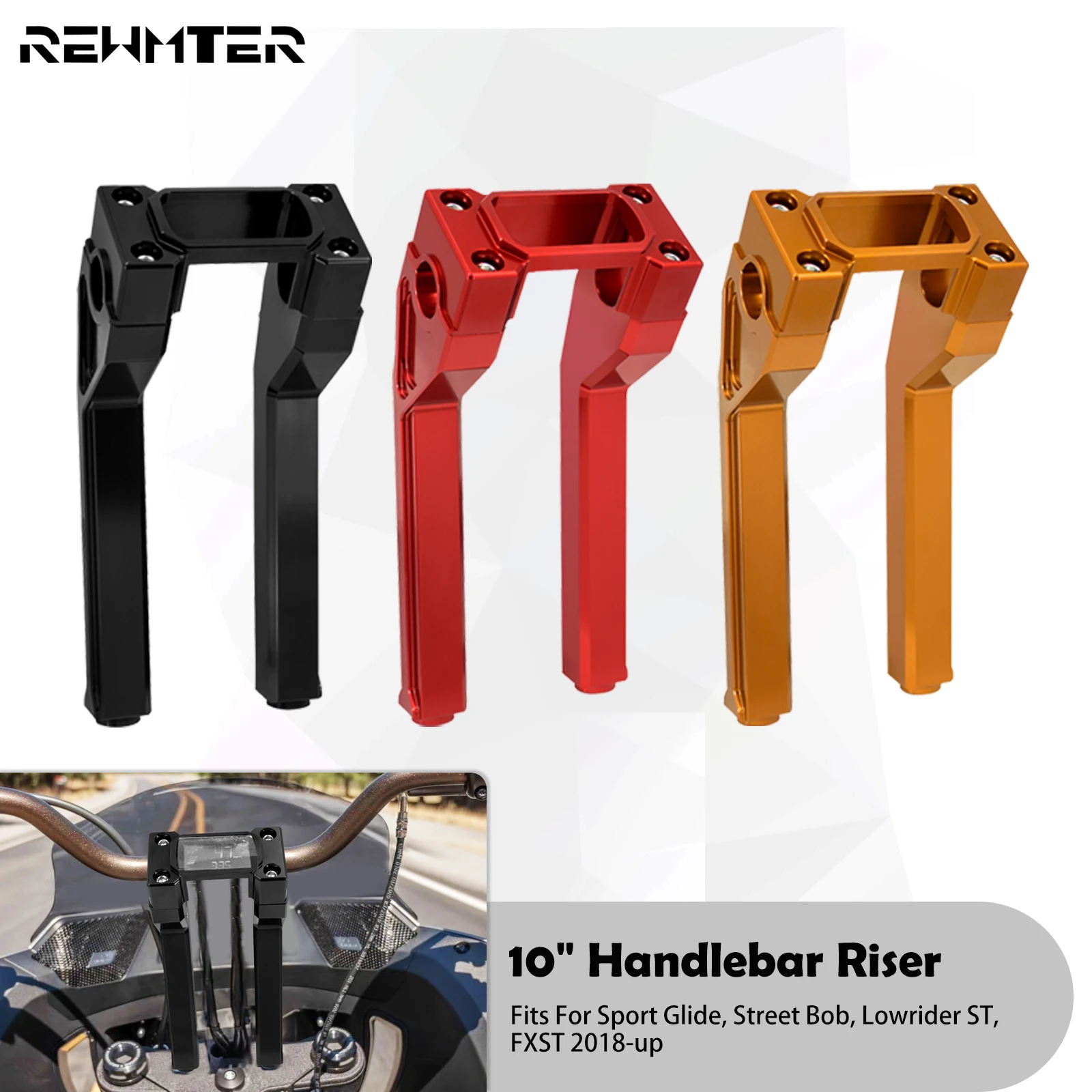 Motorcycle 10'' Handle Bar Riser Clamp Handlebar Risers For Harley Softail Sport Glide Street Bob FXBB FXLRST Standard 2018-2023