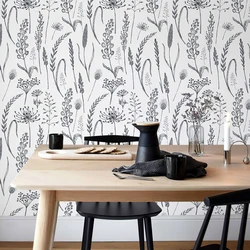 White Sketch Ear Of Leaf PVC Wallpaper Retro Simple Home Decor Waterproof Contact Paper Chic Flower Removable Wallpaper
