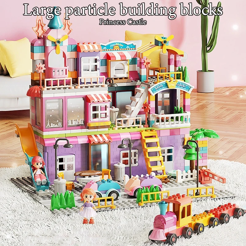 400Pcs Big Particle Blocks Marble Race Run Slide Big Size Blocks City Blocks House Castle Building Blocks Brick Toy Kids Gift