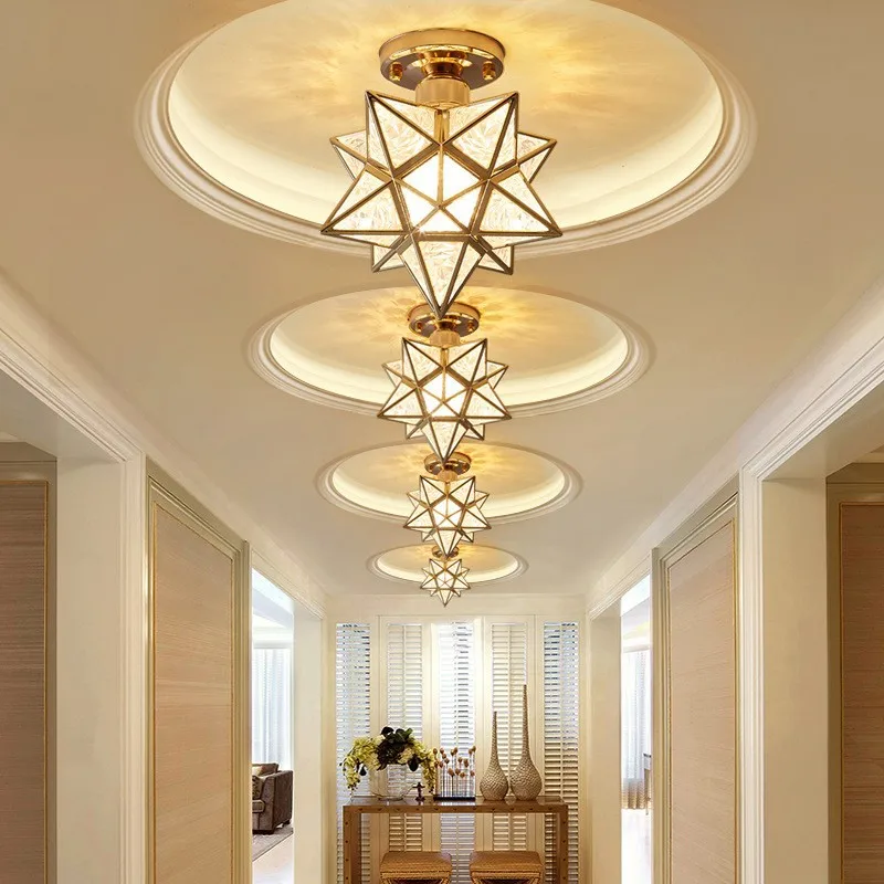 Creative Crystal Ceiling Light Black/Gold Modern Crystal Ceiling Lamps for Living Room Hallway Aisle Bedroom Indoor Lighting