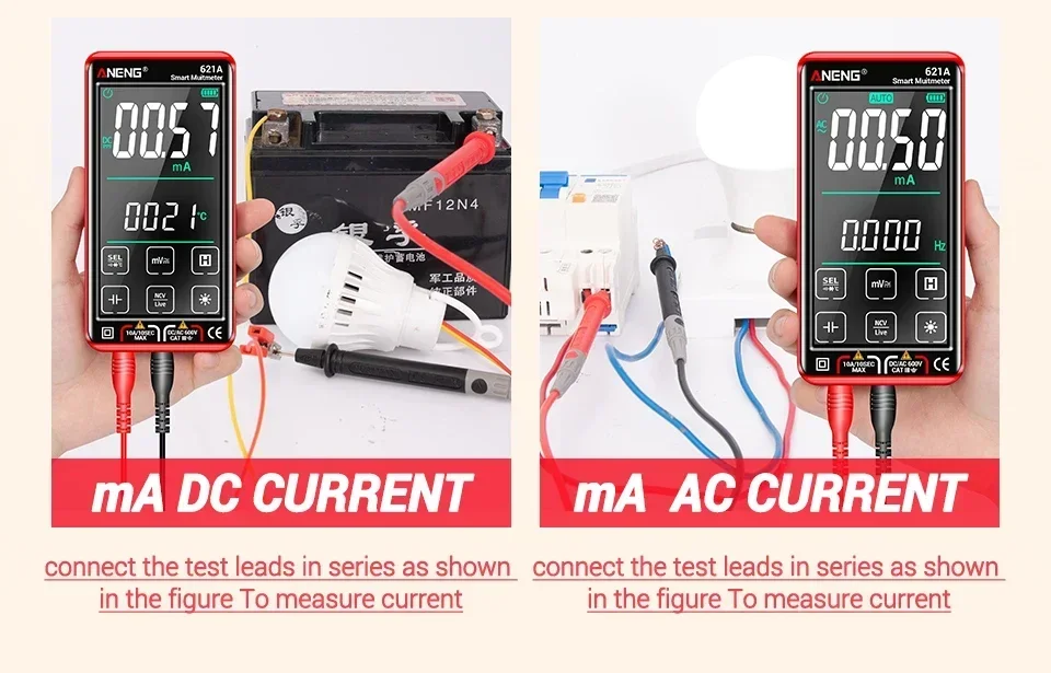 ANENG 620C/621A Digitales Multimeter AC/DC Spannungs- und Strommessgerät 6000 Anzeigen NCV Temperatur Kapazität Widerstand Frequenz ﻿ – Detail 25