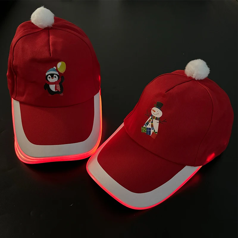 2025 Christmas Cartoon LED Luminous Hat Glowing Baseball Cap Men Women Winter Light Up Hat Costume Decor image 4