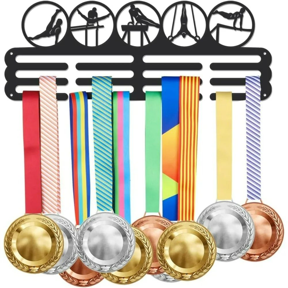 Male Gymnastics Medal Hanger Holder Display Men's Gymnastics Sports Medals Display Rack Hook for 60+ Medals Wall Mount Iron