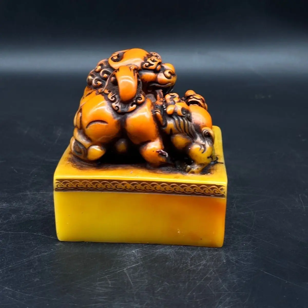 Vintage Chinese Shoushan Stone Pixiu Seal Ornament Antique Collection Tianhuang Jade Style Home Office Desk Decor Craft