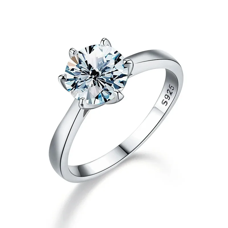 0.5-2ct Real Moissanite Ring Engagement Wedding Diamond Rings for Women 925 Sterling Silver High Quality Luxury Jewelry