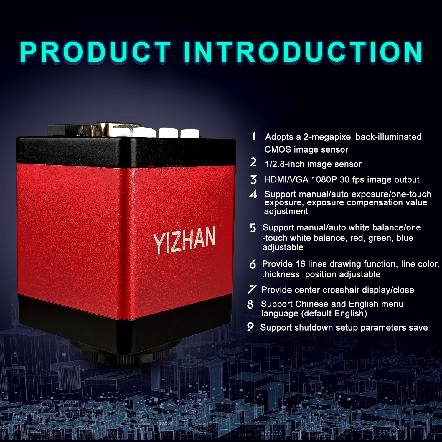 Yizhan 4K Digital Microscope For Soldering 1080P HDMI USB Industrial Microscope Camera, 150X Zoom Lens, 5-100cm Working Distance