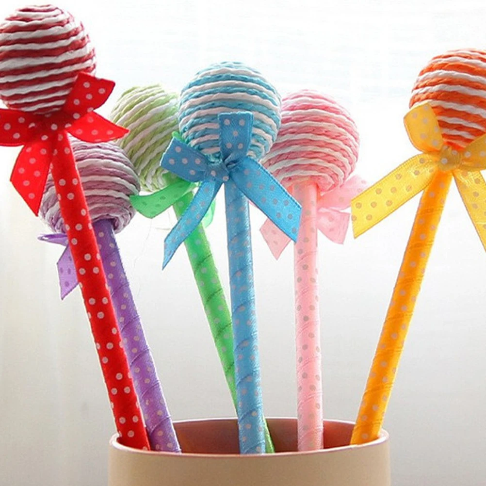 

10 Pcs Butterfly Bow Ballpoint Pen Lollipop Shape Writing Stationery Plastic Gifts Office Supplies Smooth Study Tool
