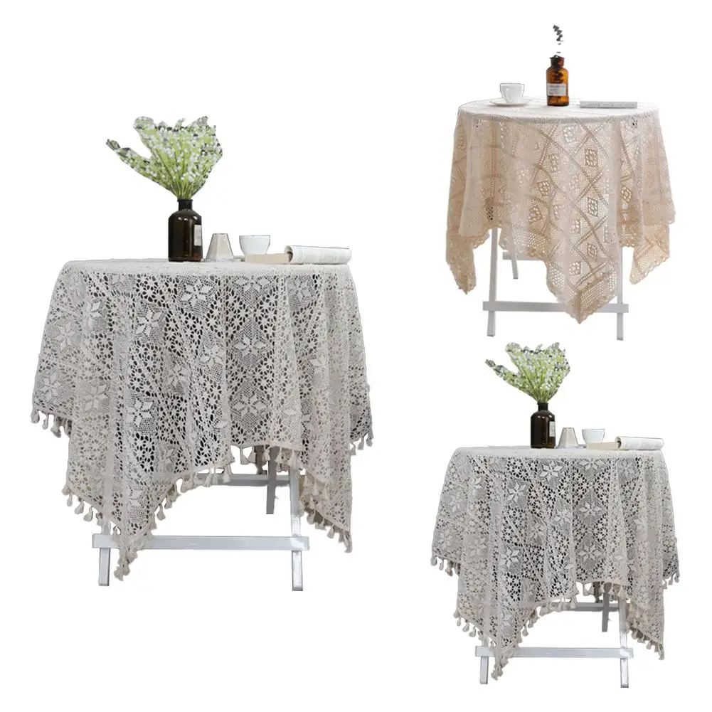 Crochet Tablecloth With Tassel Lace Dustproof Household Piano Cover Table Cover For Kitchen Dinning Party Holiday Drop shipping