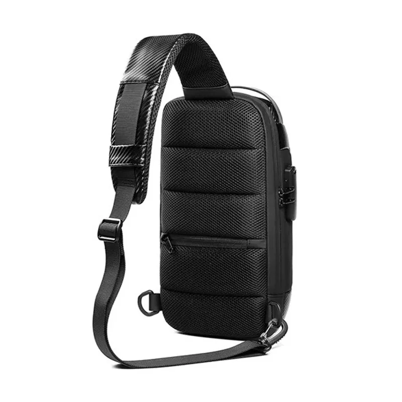 2023 New Carbon Fiber Pattern Men's Multifunctional Waterproof Small Backpack Outdoor Casual One Shoulder Crossbody Chest Bag