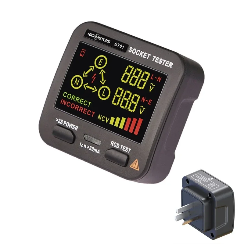 Imagem -04 - Digital ue Reino au Eua Tomada Testador Tensão Corrente Residual Disjuntor Parede Plug Testador Vazamento Elétrico