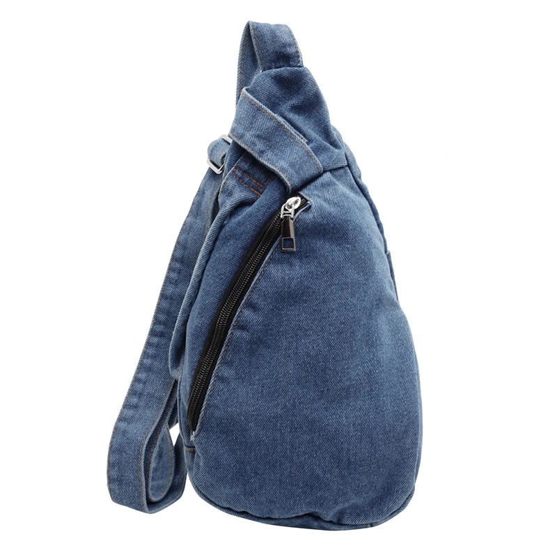 Denim Solid New Fashion Chest Bags Zipper Casual Women's Bags 2025 Hot Sale Sewing Thread Versatile Waist Packs Pacote De Peito