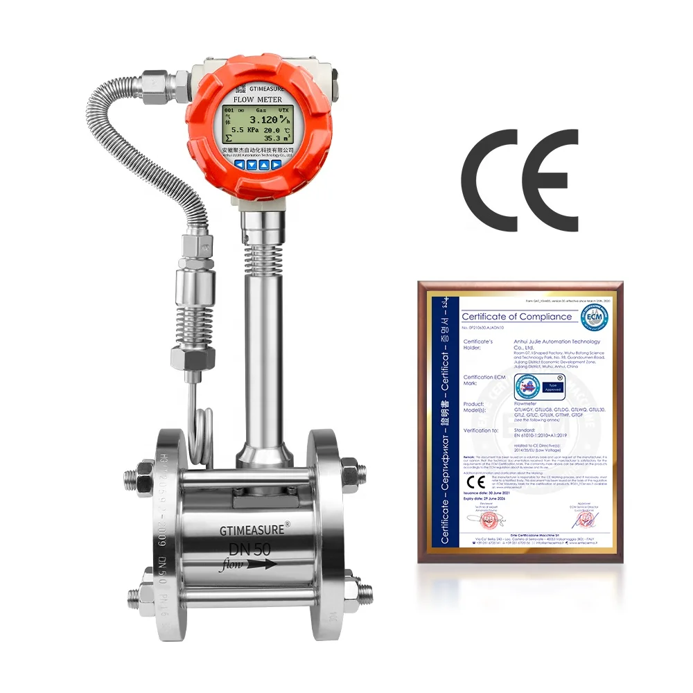 Helium Air Liquid Vortex Flowmeter LCD Display Price Discount Flowmeter Manufacturer Sensor
