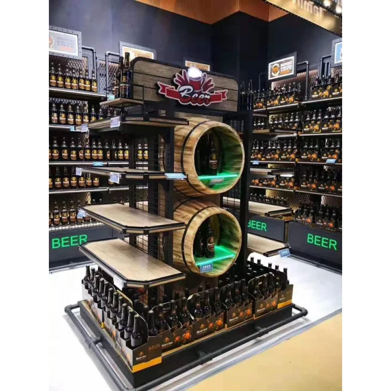 (customized)design wine shop supermarket wine cabinet metal bottle display stand