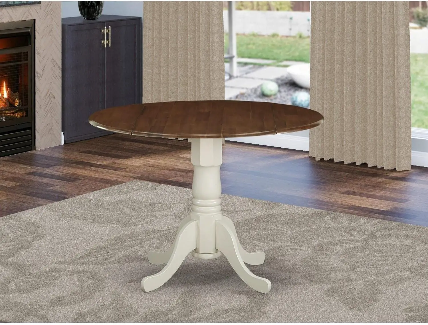 Mesa De Jantar Redonda Com Dropleaf E Pedestal Base, DORIA Modern Kitchen Table