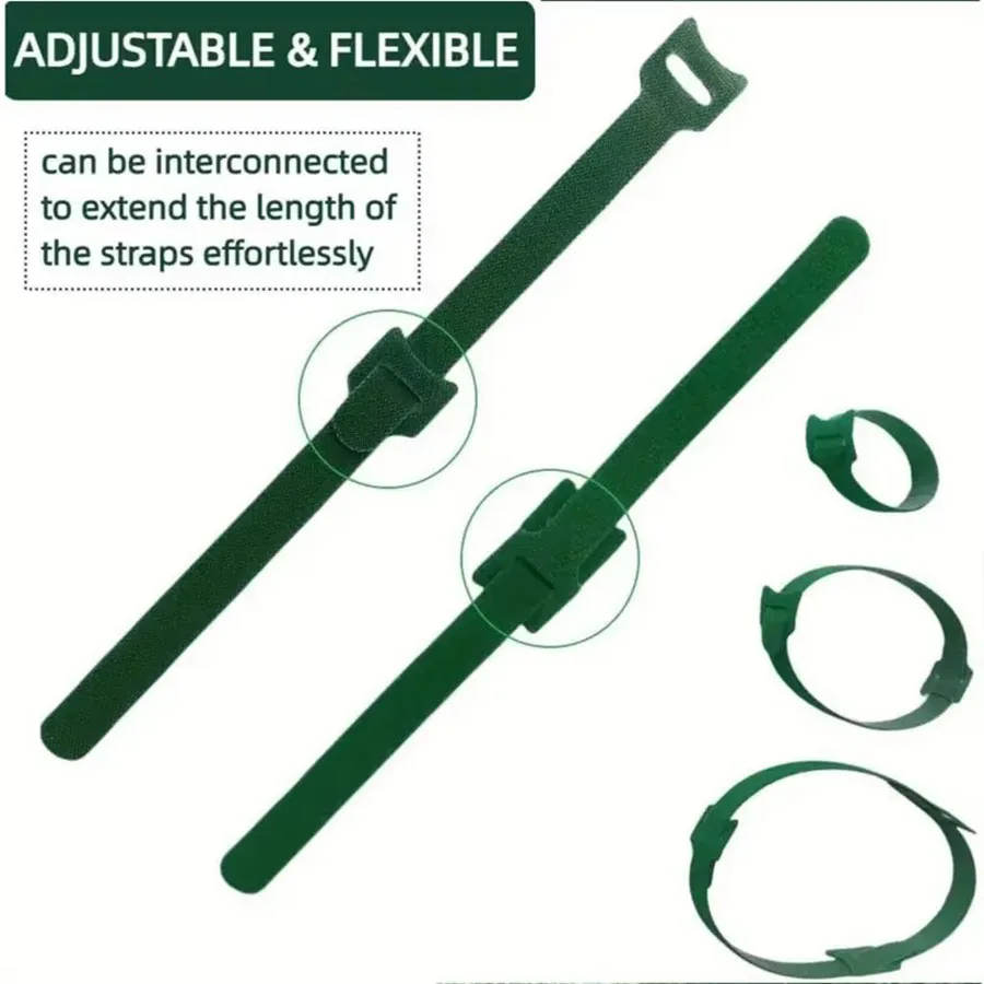 Reusable Green Plant Ties Nylon Hook and Loop Garden Tape for Supporting Plants Tomatoes Vines Flowers Flexible Adjustable - view 4