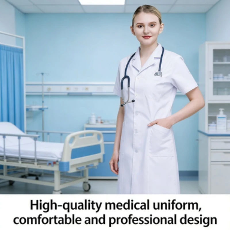 ユニセックス白衣、半袖・長袖、白、厚手、耐久性、保護、医療用作業服、歯科医、実験室制服