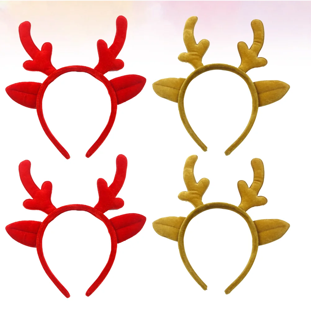 

4 Pcs Antler Hair Hoop Headdress for Christmas Three-dimensional Party Headwear