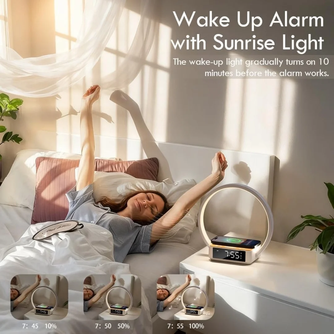 WILIT Touch Bedside Lamp with 3-Speed Dimming Night Light Qi Wireless Charger for Living Room Bedroom Children's Room Desk Lamp view 2