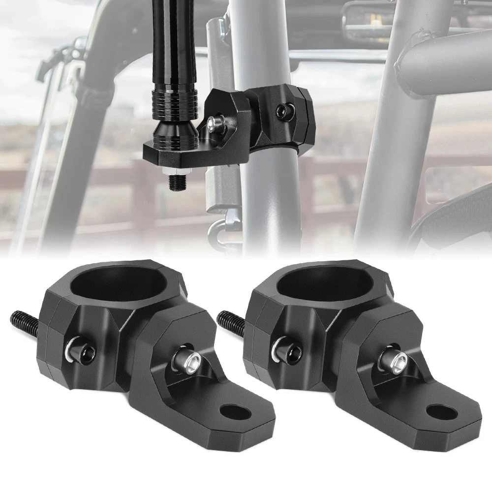 2PCS Aluminium Alloy Motorcycle Headlight Clamps Brackets UTV Whip Light Flag Mount Solid Heavy Duty Roll Bar Clamp Lamp Mount