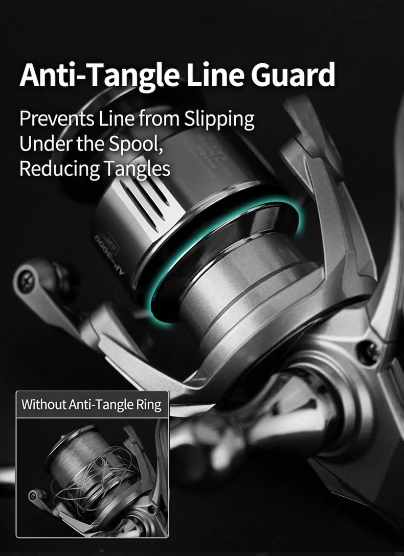 Huidiao AP-II Vielseitige Spinnrolle 2000-7000 Angelrolle 16kg Max Bremskraft 5.2:1 Einzel-/Doppelgriff für Süß- und Salzwasser – Detail 11