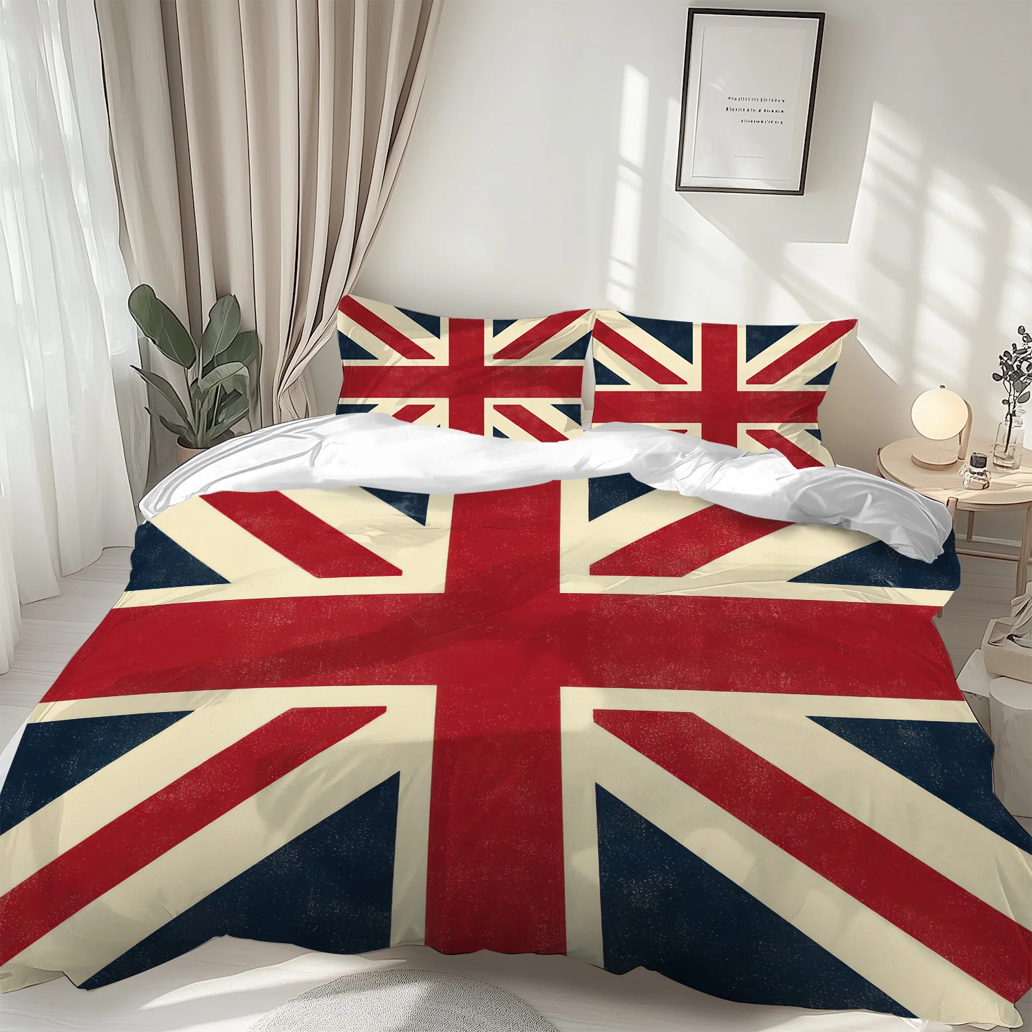 Customize 3pcs British Flag Duvet Cover Set, 1 Quilt Cover + 2 Pillowcases, Modern and Chic Bedroom Decor Meets An All Seasons V
