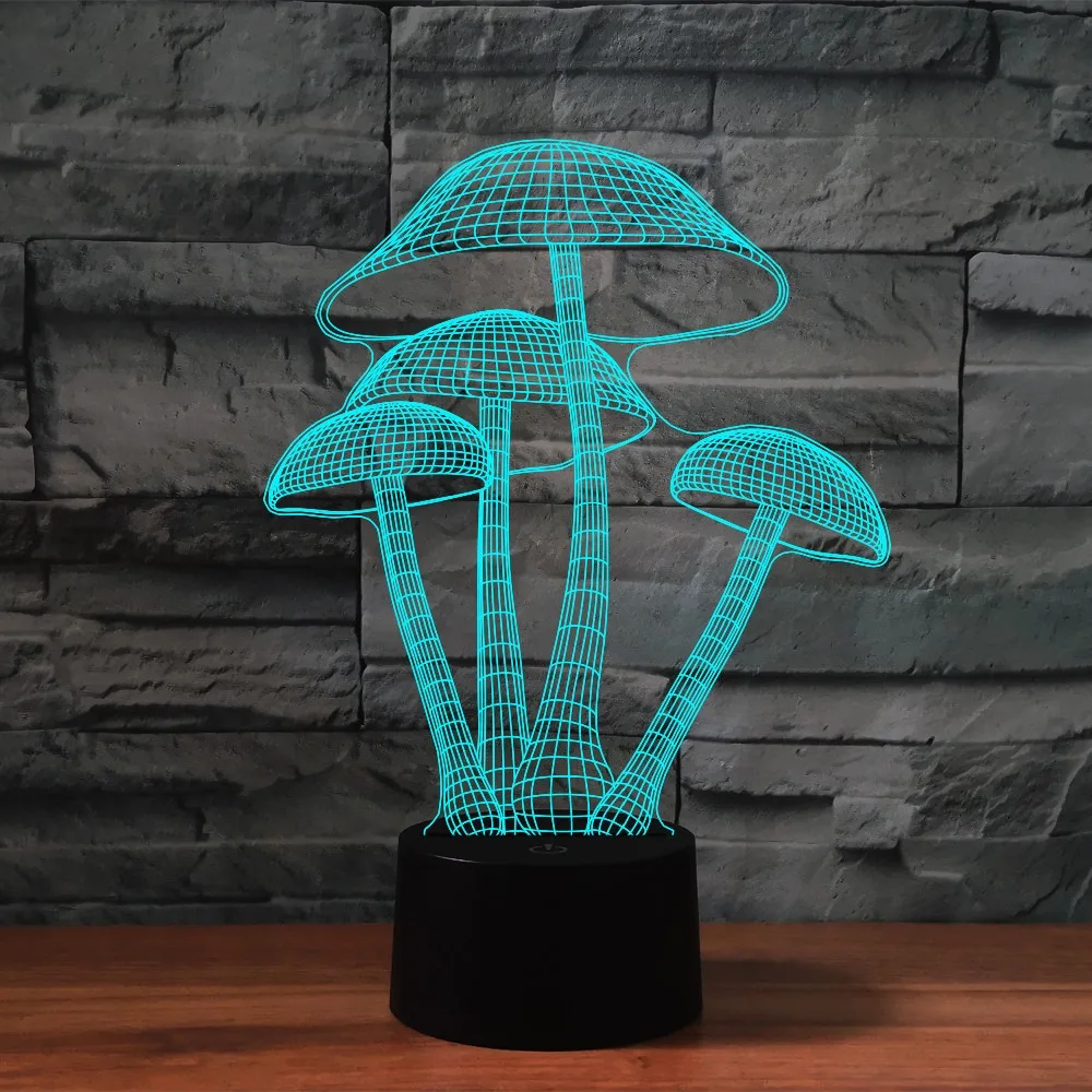 

3D Mushroom Night Light Lamp Illusion 7 Color Changing Touch Switch Table Desk Decoration Lamps Birthday Christmas Gift for Kids