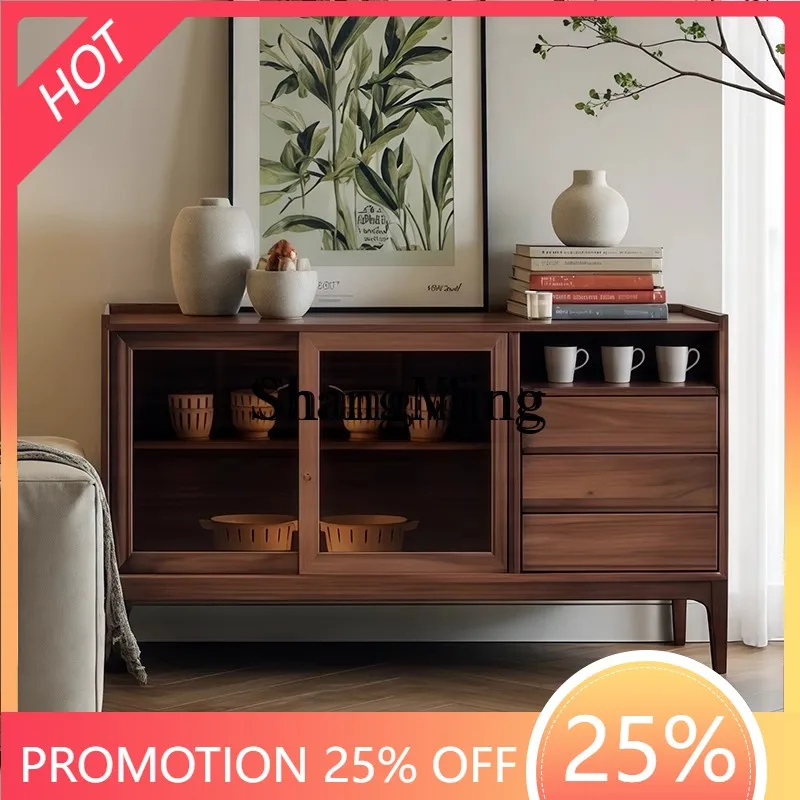 

FG Vintage Style Solid Wood Sideboard Cabinet Living Room Wall-Mounted Integrated Storage Cabinet Tea Water Storage Cabinet