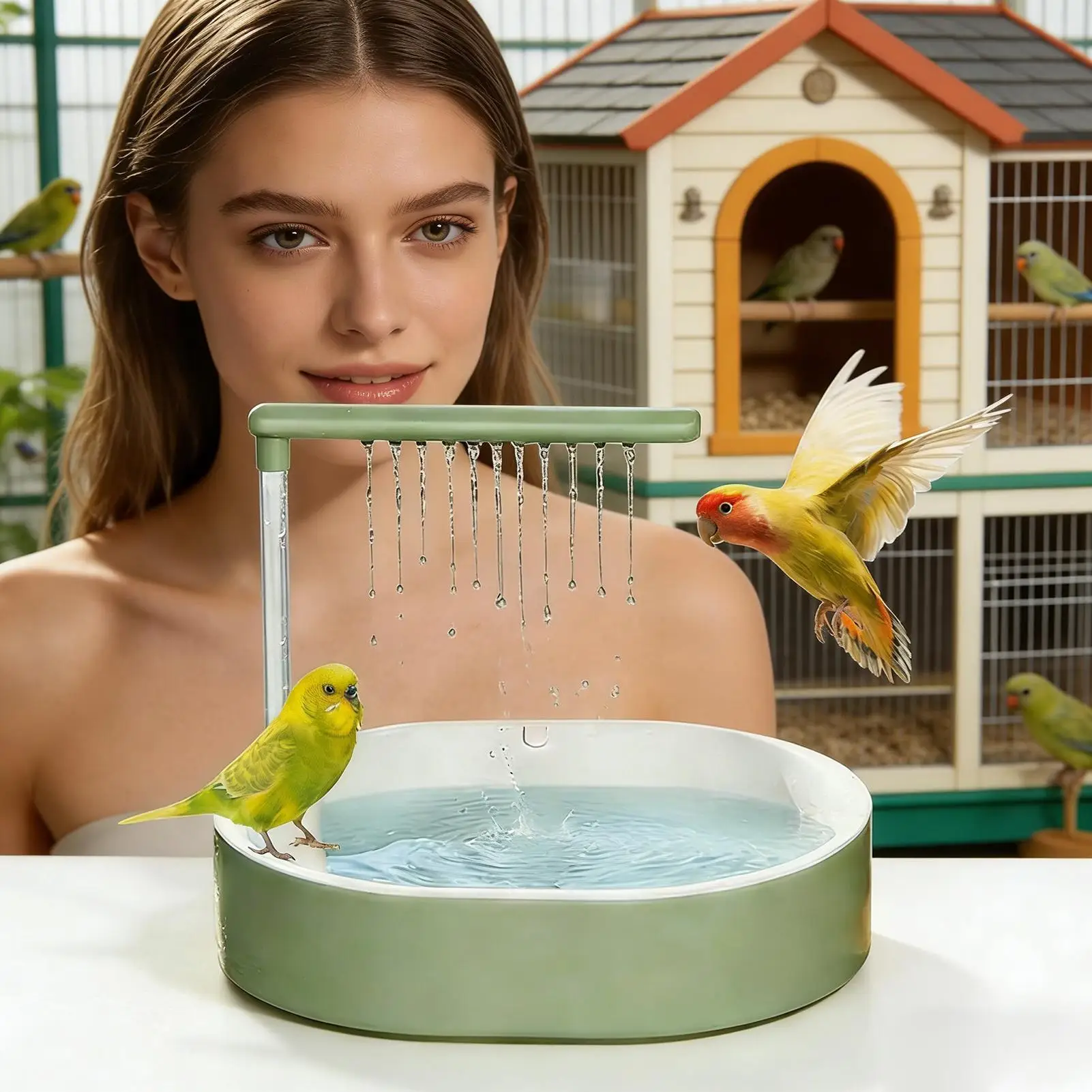 

Душ-ванночка для птиц (попугаев, неразлучников, корелл, конуров) для дома, квартиры, балкона