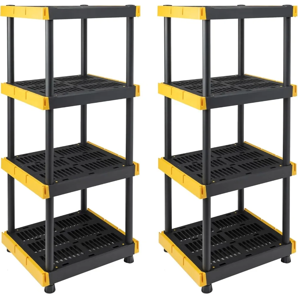 4-Tier Heavy Duty Plastic Storage Shelving Unit, 100lbs/shelf (55”H x 24”W x 20”D), for Indoor/Outdoor Organization