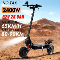 EU 2024 EScoote ES18 2400W 52V 28.8AH Dual Motor Foldable Electric Scooter Adult Max Speed 65km/h Max mileage 70KM  Load 200kg