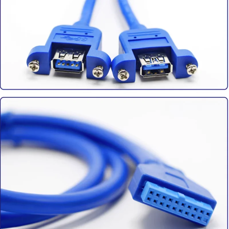 

0.3 0.5m USB 3.0 Rear Panel Extension Bracket to 20-pin Connector Motherboard USB 3.0 20 Pin to Dual USB3.0 Baffle Adapter Cable