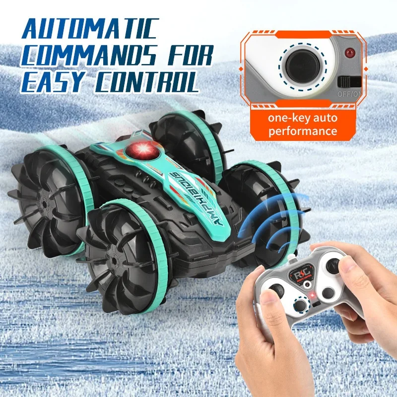 Amphibious Rc Stunt Car Gesture Sensing Wristband Remote Control 4WD Dual Sided Off Road Climbing Water Land All Terrain Vehicle