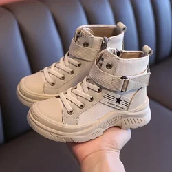 Child Hiking Boots 2020 Fall Kids Walking Lace-up Ankle Boots Pink Black Khaki Boy Girl Spring Autumn Shoes Size 27-37