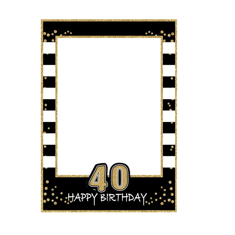 1Pcs Black Gold Paper Handheld Photo Frames 18 21 30 40 50 60 Years Old Adult Happy Birthday Party Anniversary Decor Supplies