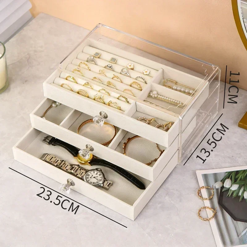 Acrylic Velvet Storage Drawers Transparent 5-layer Jewelry Storage Drawers Earrings Necklace Ring Jewelry Box Storage Drawers