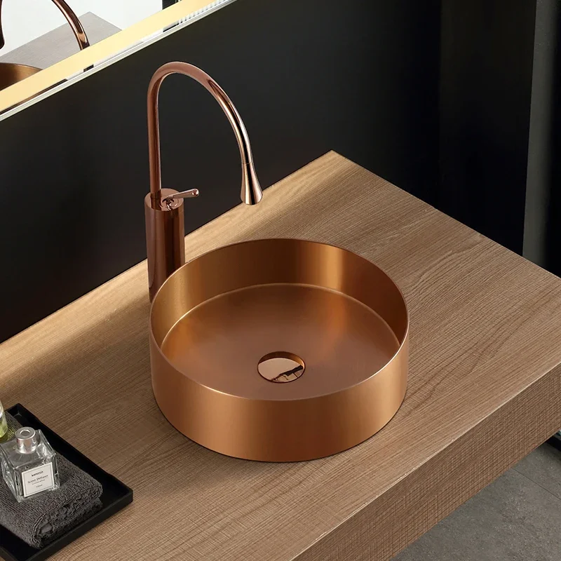 Rose gold stainless steel washbasin, single basin bathroom, home basin, B&B, American washbasin