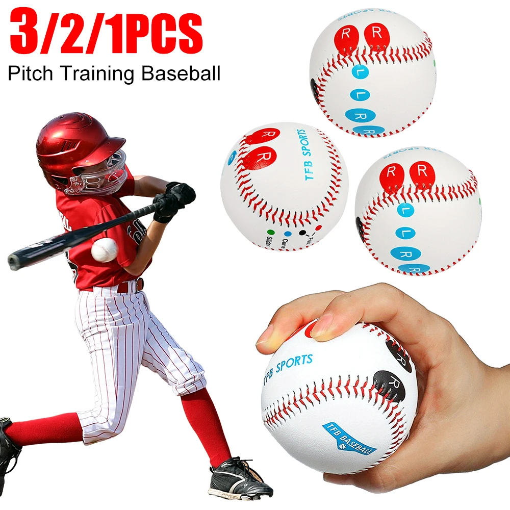 

1/2/3 шт. бейсбольный тренировочный бейсбольный мяч с маркерами для размещения пальцев, жесткий мяч, стандартный бейсбольный мяч для тренировочных мячей