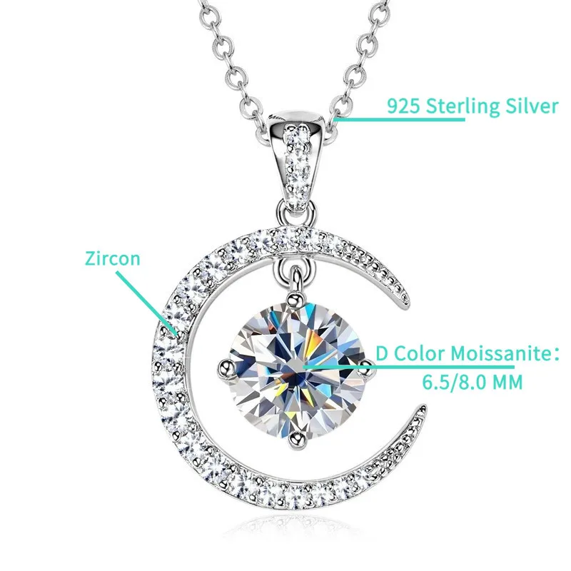 

JH 1 карат муассанитовое ожерелье для женщин, стерлинговое серебро 925 пробы, винтажное ожерелье с подвеской, роскошные ювелирные изделия, лабораторный драгоценный камень, бриллиант VVS1