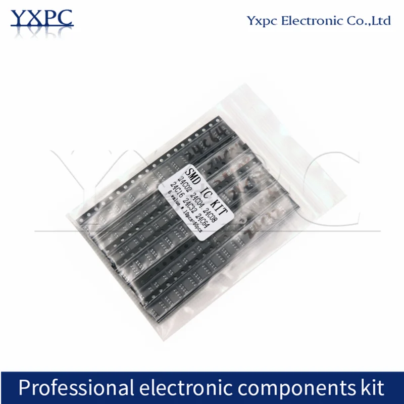 6values*10pcs=60pcs 24C02 24C04 24C08 24C16 24C32 24C64 SOP-8 IC kit