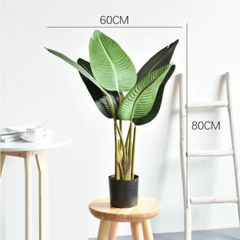 80CM 6 Leaves Artificial Slik Traveller\'s Tree High Quantity Family Garden Party Decorative Fake Plants Tree Without Pot