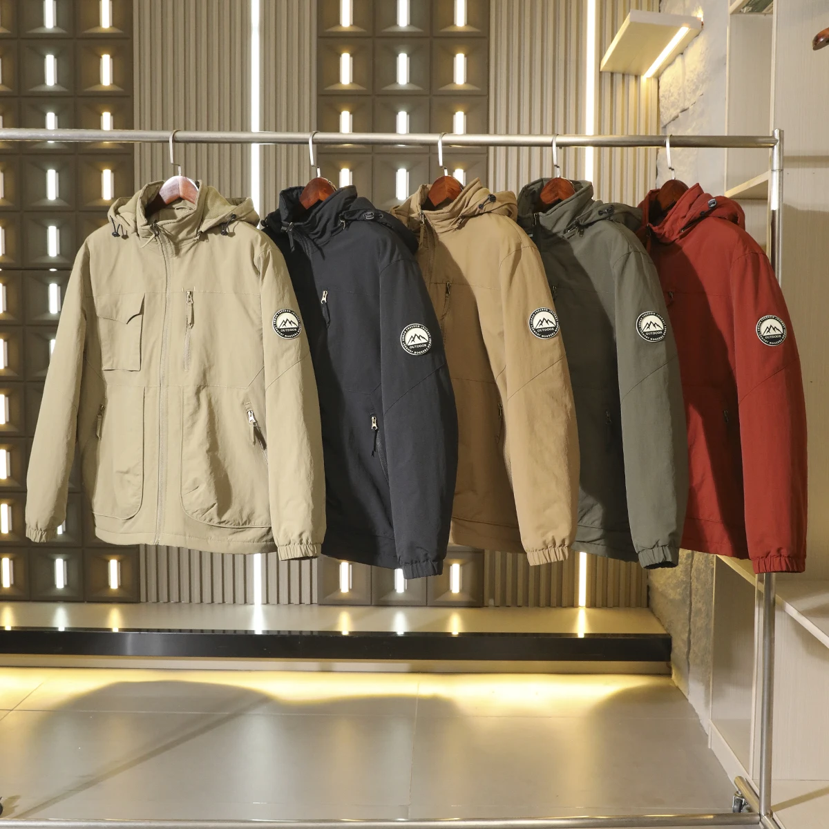 

Waterproof Windproof Fce Lined Hooded Cotton Jaet for Men Outdoor Winter Warm Casual Faion Urban Sle Long Sve